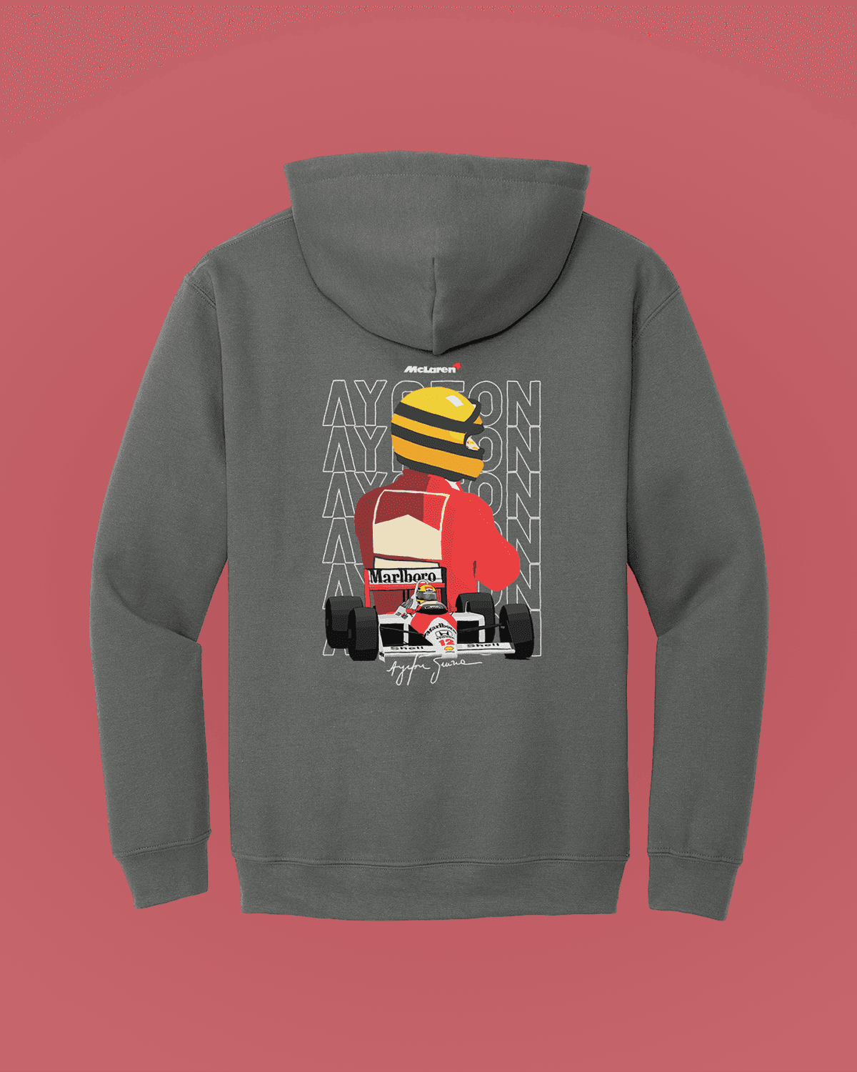 F1 Senna-ს ჰუდი გრაფიკული პრინტით