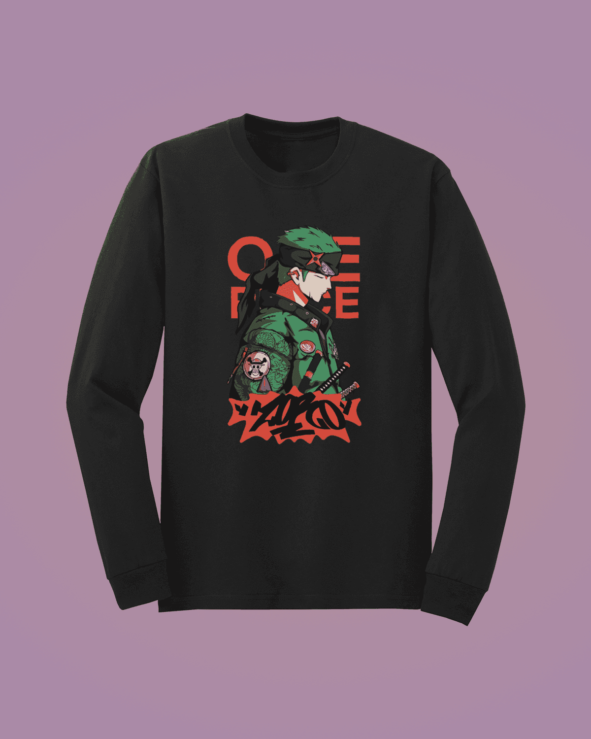 Roronoa Zoro-ს გრძელმკლავიანი მაისური გრაფიკული პრინტით