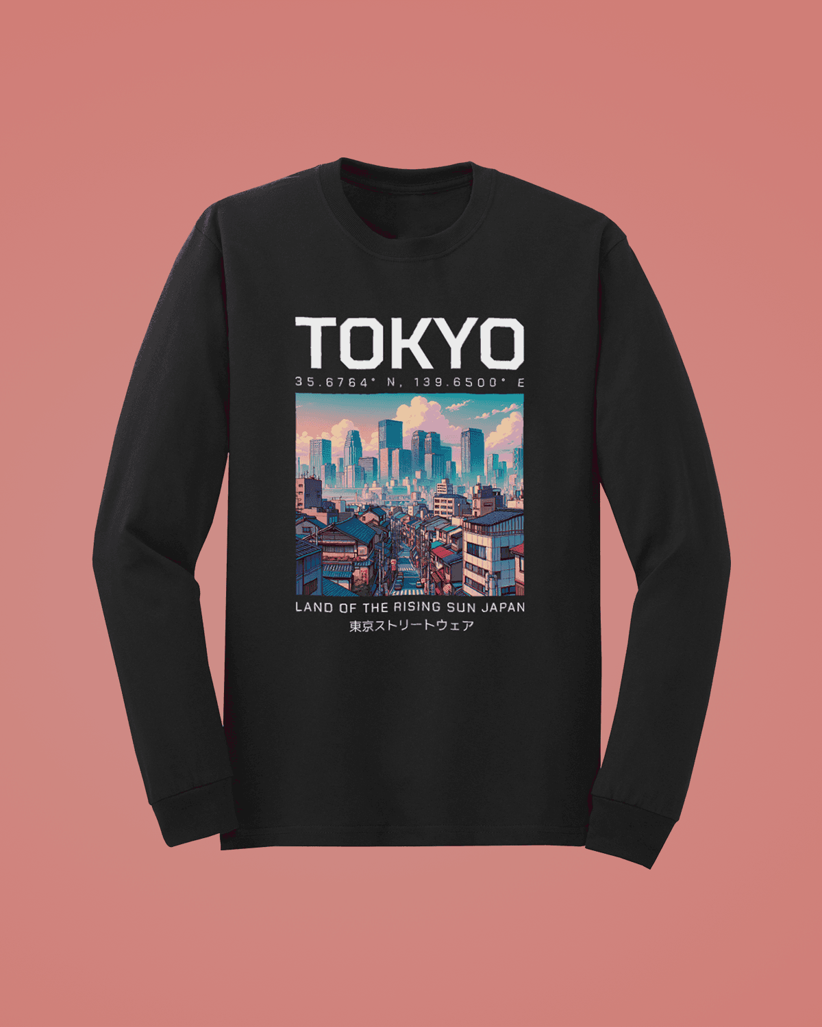 Tokyo-ს გრძელმკლავიანი მაისური გრაფიკული პრინტით