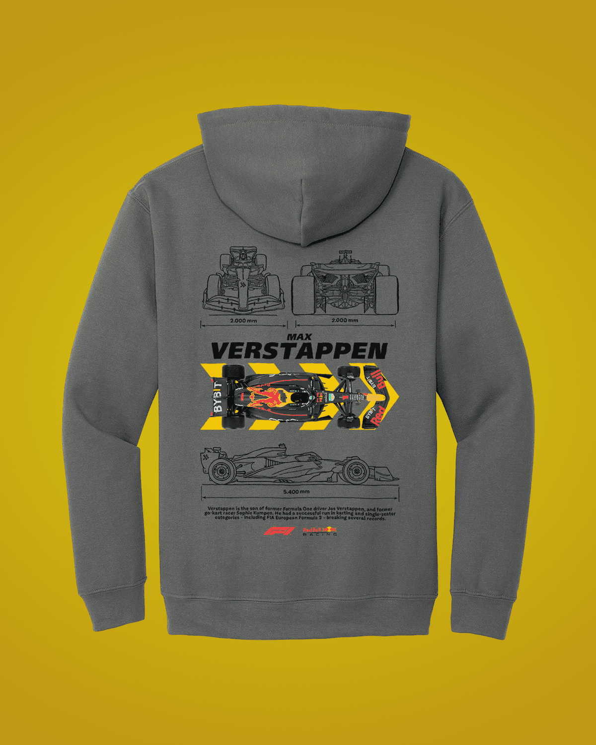 F1 Verstappen-ის ჰუდი გრაფიკული პრინტით