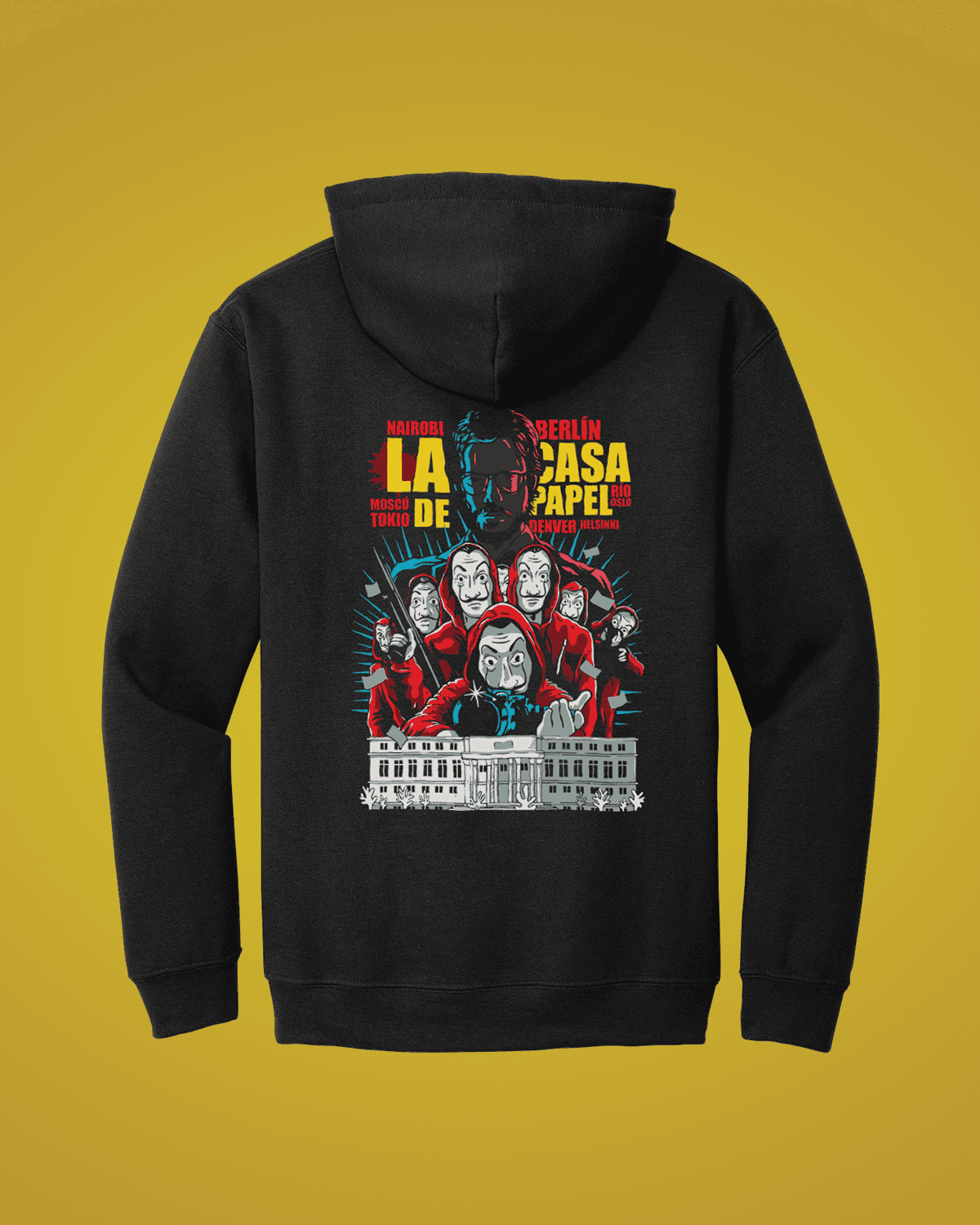 La Casa De Papel-ის ჰუდი გრაფიკული პრინტით